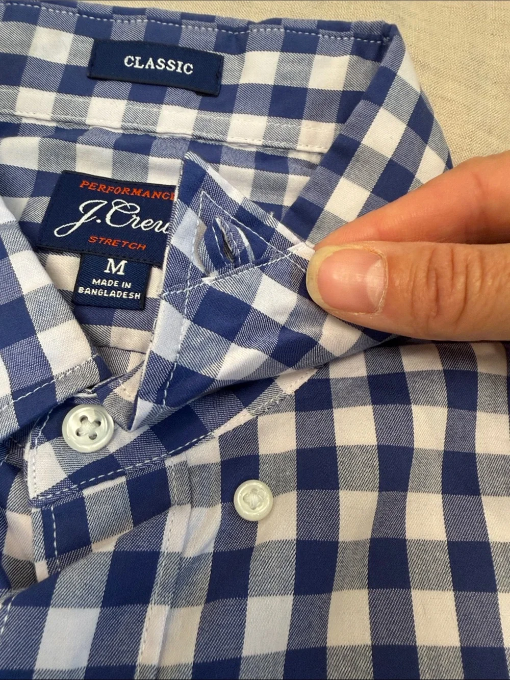 J. Crew Navy and White Gingham Button-Down Shirt New with Tags Removed